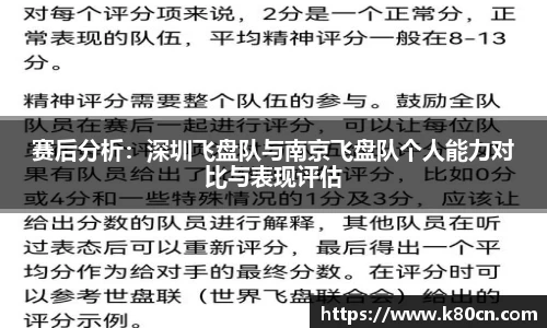 赛后分析：深圳飞盘队与南京飞盘队个人能力对比与表现评估
